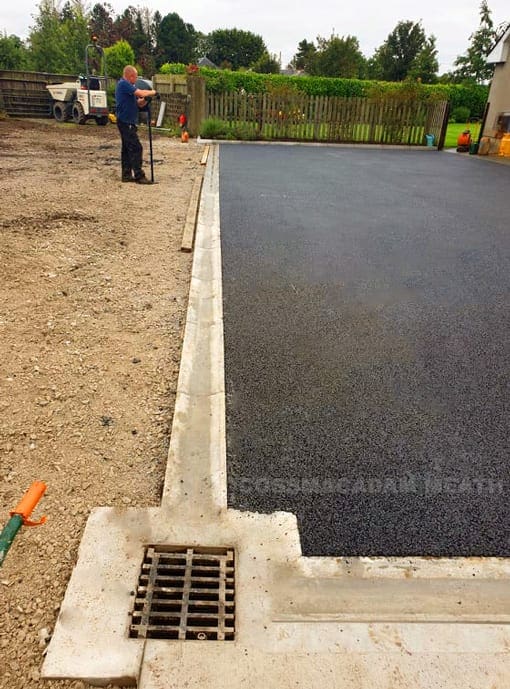 Drainage for tarmac Driveway gutter and kerb tarmac contractors Cossmacadam